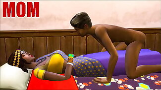 Indian step Mom And Son - Visits Mother In Her Room Ans Sharing The Same Bed